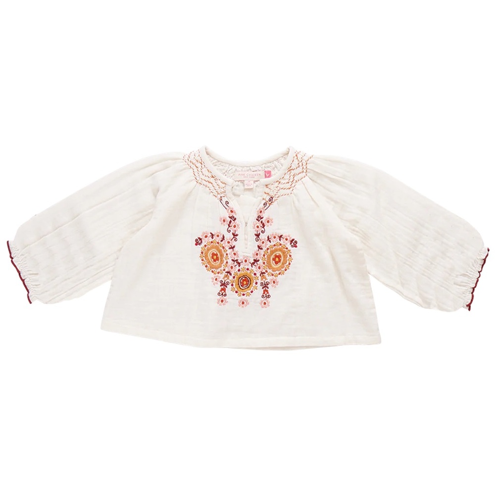 Pink Chicken New York Girls Ava Top - Harvest Embroidery